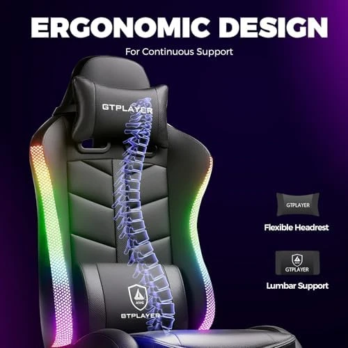 RGB Gaming Chair with Footrest — Smart Chairs, GTPLAYER