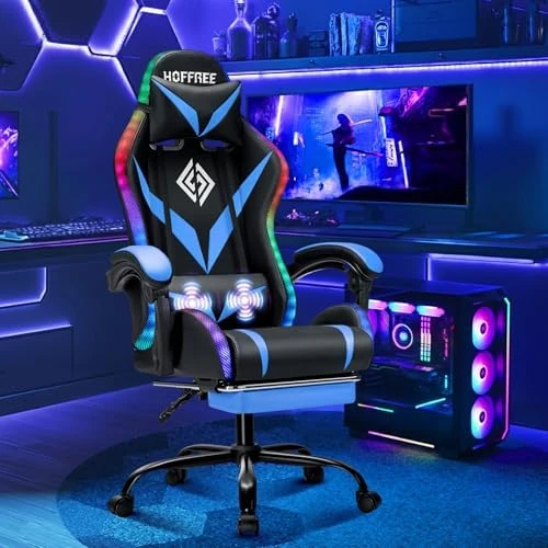 RGB Gaming Chair with Massage and LED Lights — Smart Chairs, VANSPACE