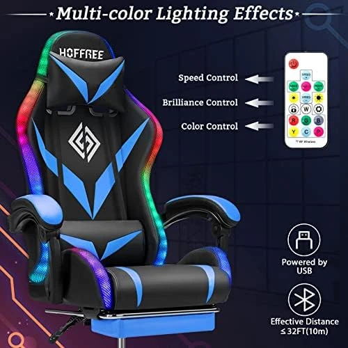 RGB Gaming Chair with Massage and LED Lights — Smart Chairs, VANSPACE