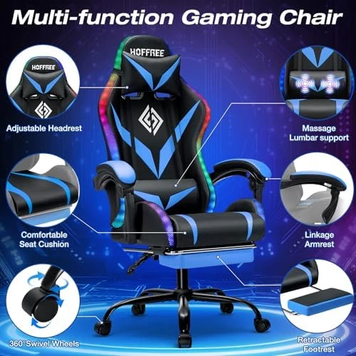 RGB Gaming Chair with Massage and LED Lights — Smart Chairs, VANSPACE