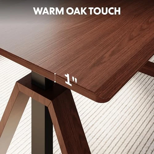 60 x 30 Inch Oak Executive Standing Desk, Dual Motor Electric Height Adjustable Desk — Standing Desk, FLEXISPOT
