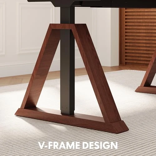 60 x 30 Inch Oak Executive Standing Desk, Dual Motor Electric Height Adjustable Desk — Standing Desk, FLEXISPOT