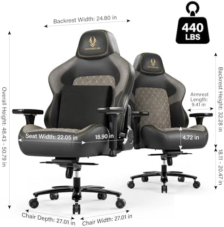 Big and Tall Gaming Chair with Memory Foam Lumbar Support — Smart Chairs, Fantasylab