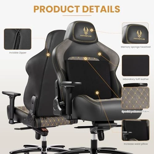 Big and Tall Gaming Chair with Memory Foam Lumbar Support — Smart Chairs, Fantasylab