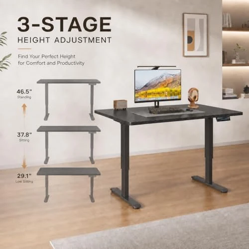 Electric Standing Desk, Malacca Solid Wood — Standing Desk, Plyosdey