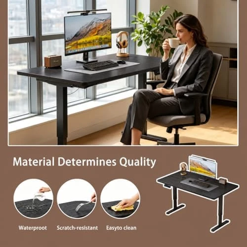 Electric Standing Desk, Malacca Solid Wood — Standing Desk, Plyosdey