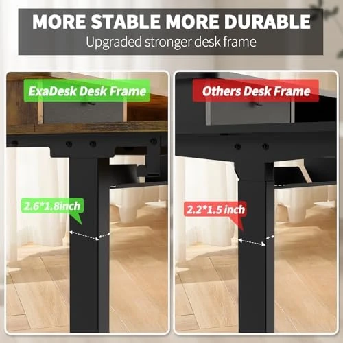 Electric Standing Desk with 4 Drawers and Storage Shelves — Standing Desk, ExaDesk