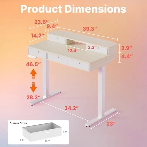 Electric Standing Desk with Drawers — Standing Desk, HUANUO