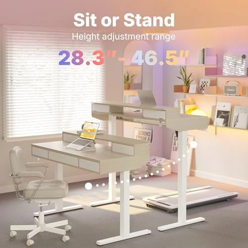 Electric Standing Desk with Drawers — Standing Desk, HUANUO