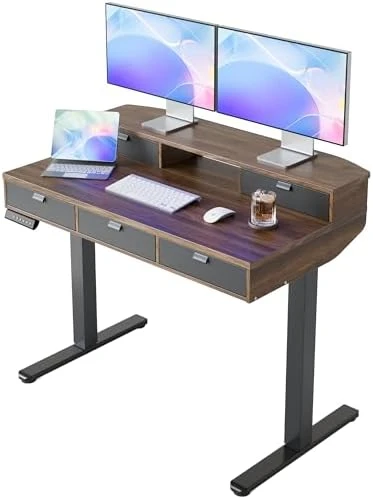 Electric Standing Desk with Drawers — Standing Desk, HUANUO