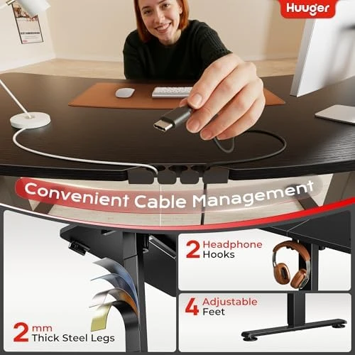 Electric Standing Desk with Power Outlets and USB-C Port — Standing Desk, Huuger