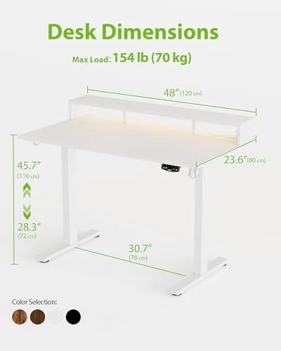Electric Standing Desk with Shelf, Power Outlets & LED — Standing Desk, Agilestic