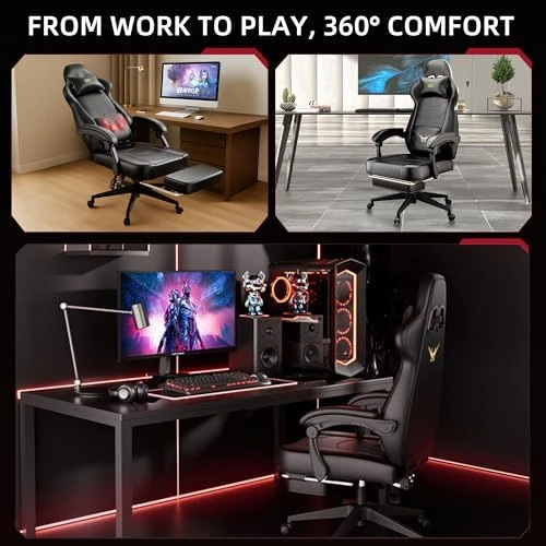 Ergonomic Gaming Chair with Massage and Heat — Smart Chairs, QXC