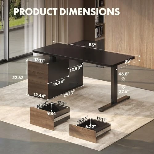 Executive Standing Desk with Drawers & CPU Holder — Standing Desk, FLEXISPOT