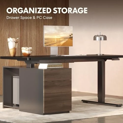 Executive Standing Desk with Drawers & CPU Holder — Standing Desk, FLEXISPOT