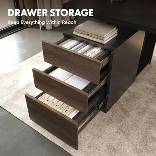 Executive Standing Desk with Drawers & CPU Holder — Standing Desk, FLEXISPOT