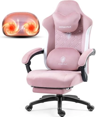 Fabric Gaming Chair with Heated Massage Lumbar Support — Massage Chairs, Dowinx