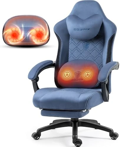 Fabric Gaming Chair with Heated Massage Lumbar Support — Massage Chairs, Dowinx