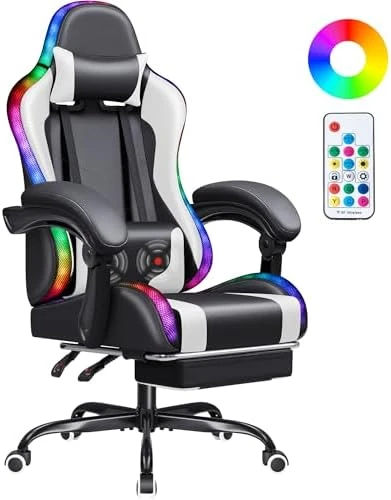 Gaming Chair with Footrest and Massage Lumbar Support — Smart Chairs, Homall