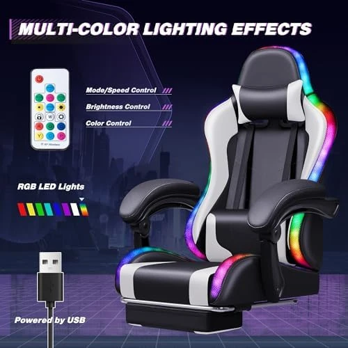 Gaming Chair with Footrest and Massage Lumbar Support — Smart Chairs, Homall