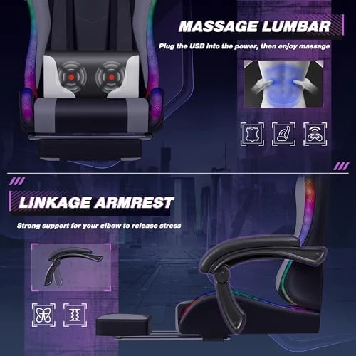 Gaming Chair with Footrest and Massage Lumbar Support — Smart Chairs, Homall