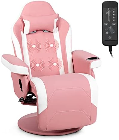 Gaming Chair with Footrest, Massage — Massage Chairs, GYMAX