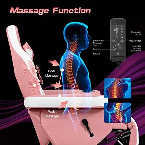Gaming Chair with Footrest, Massage — Massage Chairs, GYMAX