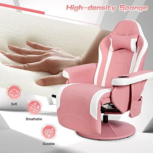 Gaming Chair with Footrest, Massage — Massage Chairs, GYMAX