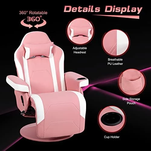 Gaming Chair with Footrest, Massage — Massage Chairs, GYMAX