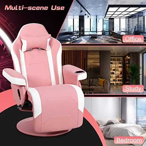Gaming Chair with Footrest, Massage — Massage Chairs, GYMAX