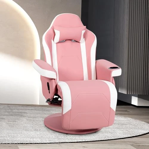 Gaming Chair with Footrest, Massage — Massage Chairs, GYMAX