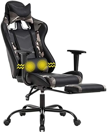Gaming Chair with Massage, Reclining, and Footrest — Massage Chairs, BestOffice
