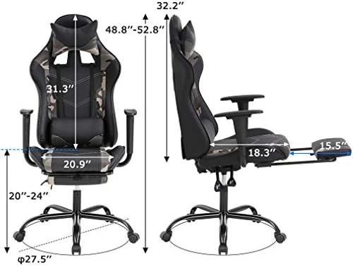 Gaming Chair with Massage, Reclining, and Footrest — Massage Chairs, BestOffice