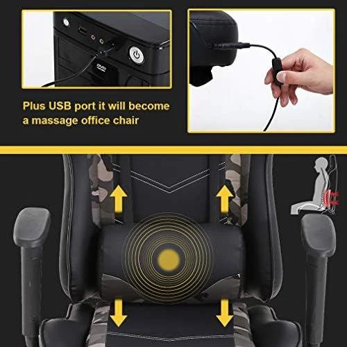 Gaming Chair with Massage, Reclining, and Footrest — Massage Chairs, BestOffice