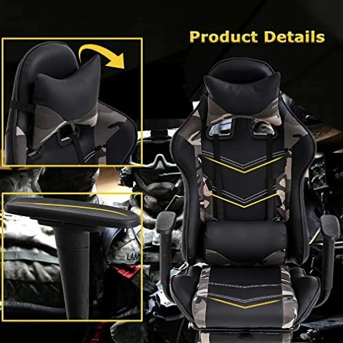 Gaming Chair with Massage, Reclining, and Footrest — Massage Chairs, BestOffice