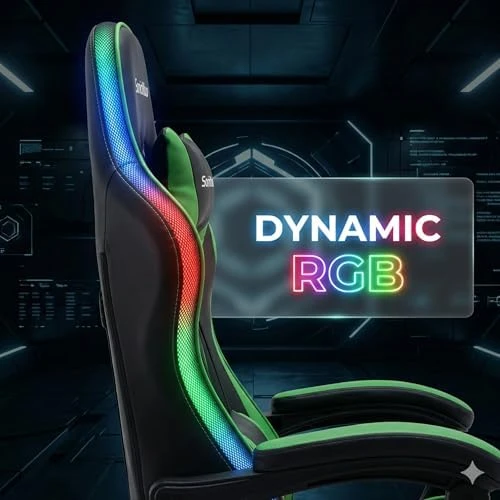 Gaming Chair with RGB LED Lights, Footrest, Lumbar Support & Headrest — Smart Chairs, Yardlift