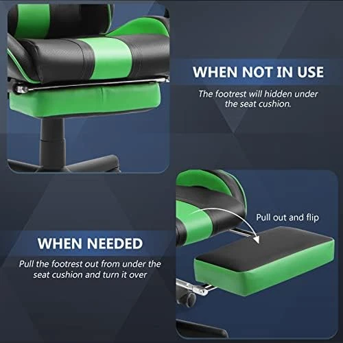 Gaming Computer Chair with Footrest and Lumbar Support — Smart Chairs, Huracan