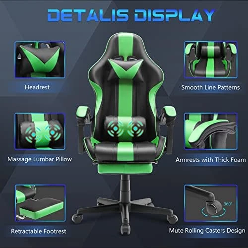 Gaming Computer Chair with Footrest and Lumbar Support — Smart Chairs, Huracan