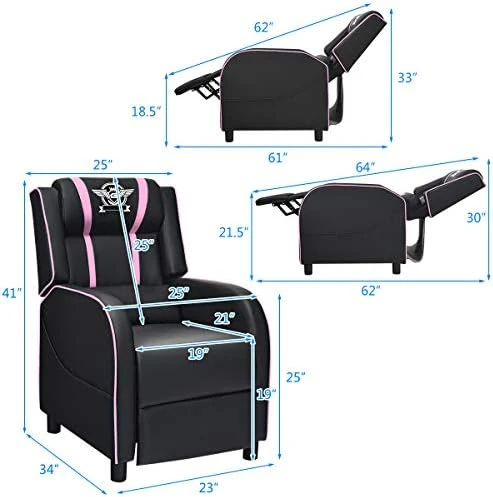 Gaming Recliner Chair with Massage and Footrest — Massage Chairs, Giantex
