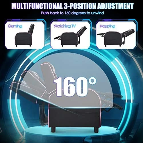 Gaming Recliner Chair with Massage and Footrest — Massage Chairs, Giantex
