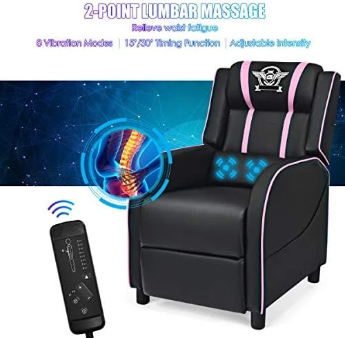 Gaming Recliner Chair with Massage and Footrest — Massage Chairs, Giantex