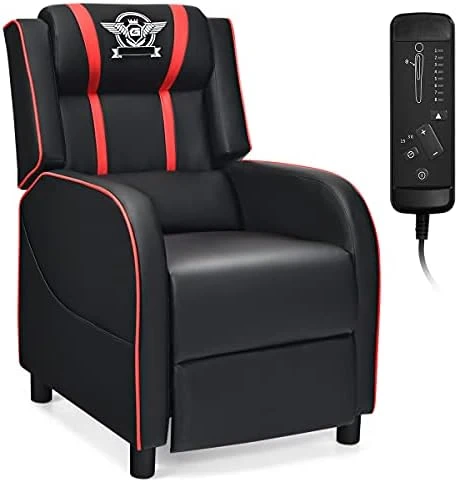 Gaming Recliner Chair with Massage and Footrest — Massage Chairs, Giantex
