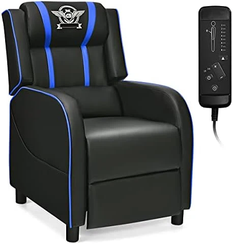 Gaming Recliner Chair with Massage and Footrest — Massage Chairs, Giantex