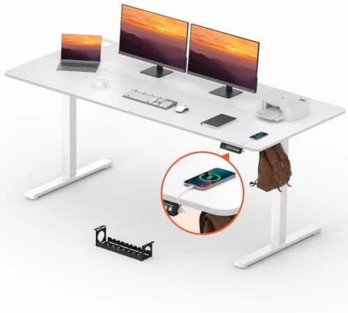 Large Height Adjustable Standing Desk with Cable Management — Standing Desk, FitStand