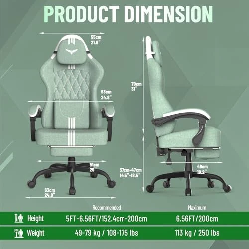 Linen Fabric Ergonomic Gaming Chair with Pocket Spring Cushion — Smart Chairs, Soontrans