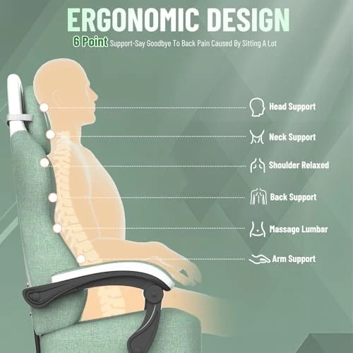 Linen Fabric Ergonomic Gaming Chair with Pocket Spring Cushion — Smart Chairs, Soontrans
