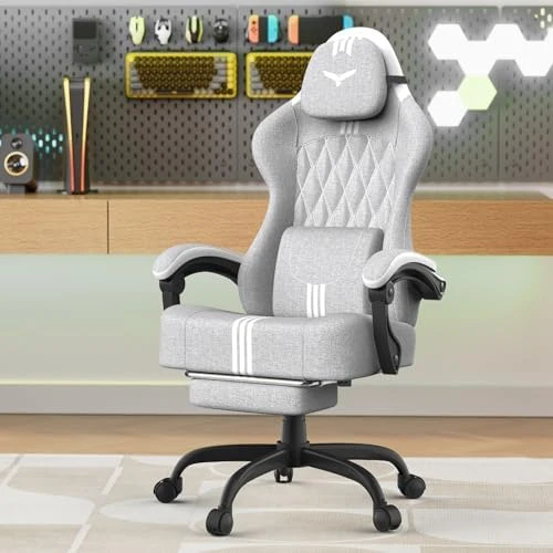 Linen Fabric Ergonomic Gaming Chair with Pocket Spring Cushion — Smart Chairs, Soontrans