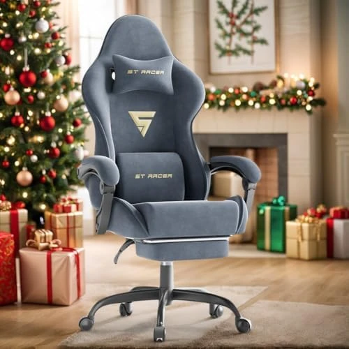 Velvet Fabric Gaming Chair with Footrest — Smart Chairs, Soontrans