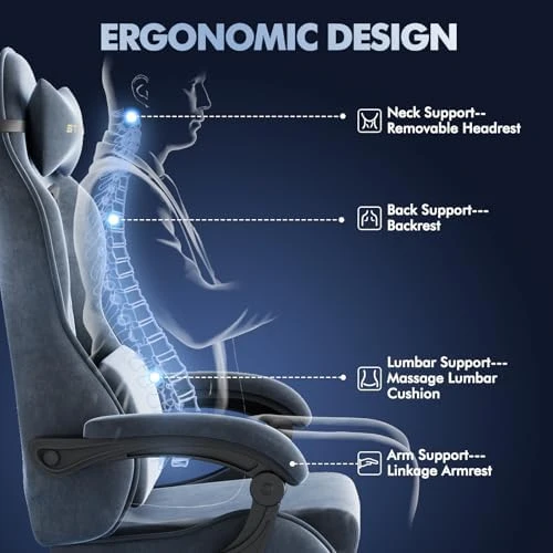 Velvet Fabric Gaming Chair with Footrest — Smart Chairs, Soontrans