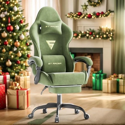 Velvet Fabric Gaming Chair with Footrest — Smart Chairs, Soontrans